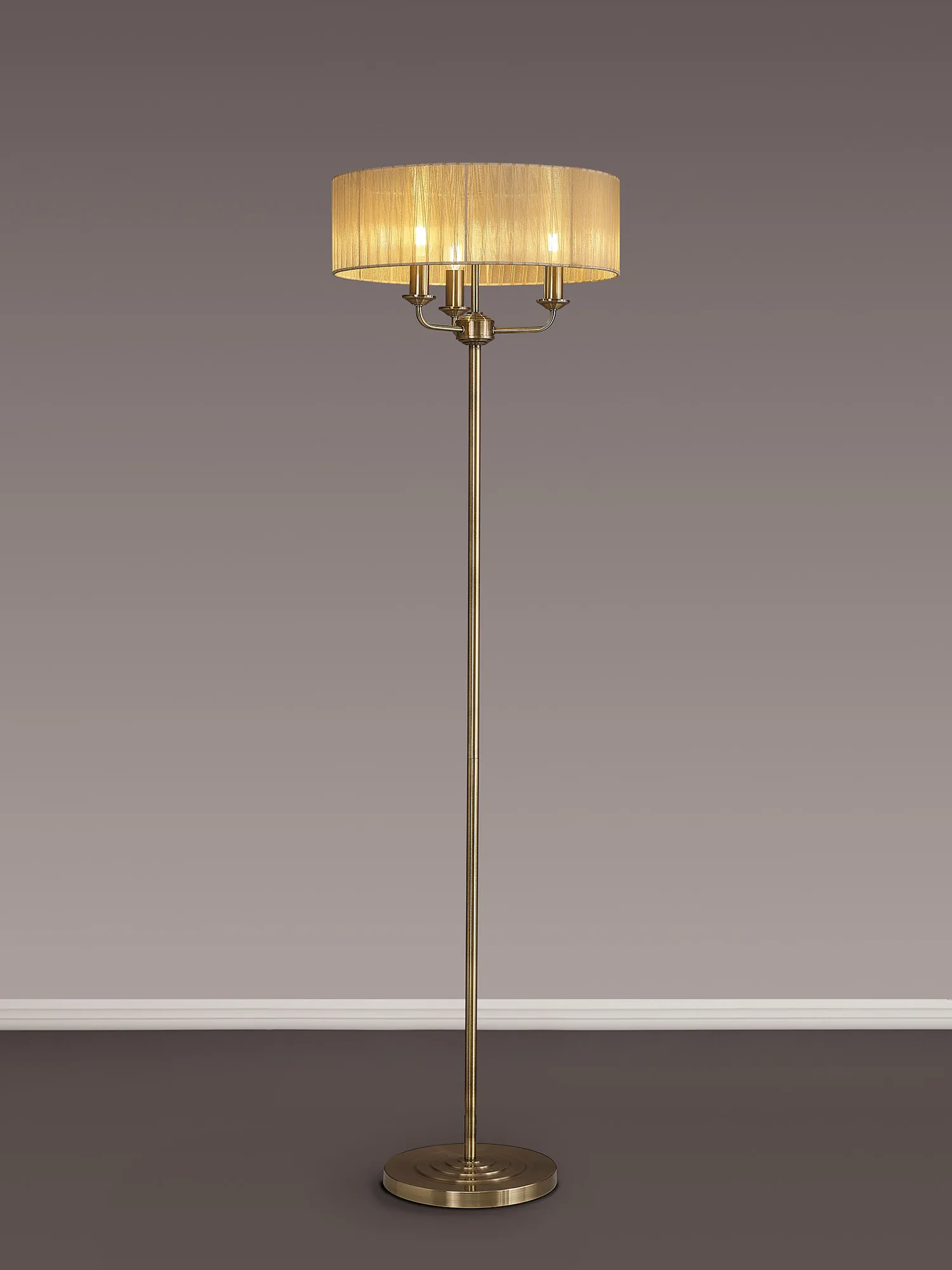 Banyan 45cm 3 Light Floor Lamp Antique Brass, Soft Bronze DK0909  Deco Banyan AB SB